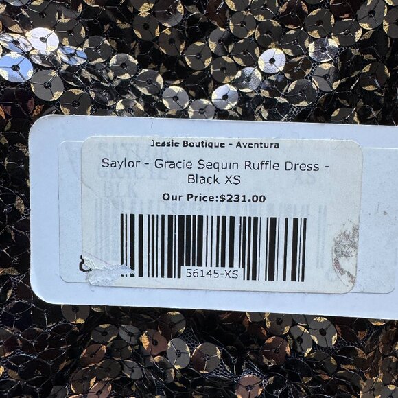 Saylor - Gracie Sequin Ruffle Dress - New with tags NWT - XS 🖤 - Picture 9 of 10